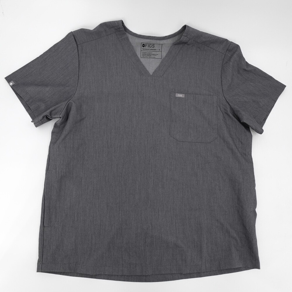 FIGS Scrub Top Shirt Mens XL Gray Technical Collection V-Neck Pocket Medical